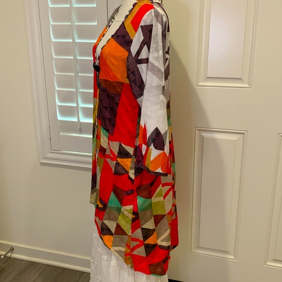 Almirah 3-piece sleeveless kameez/top kameez/dupatta viscose set bright print L - Picture 3 of 13